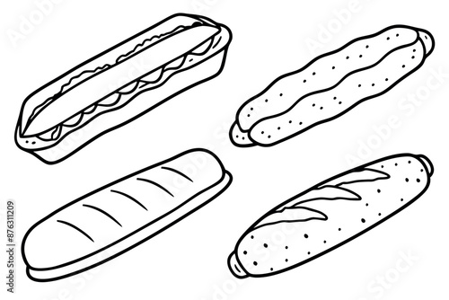 Baguette sandwiches line art design elegant illustration