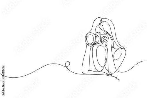 Photograper line art shooting style with transparent background