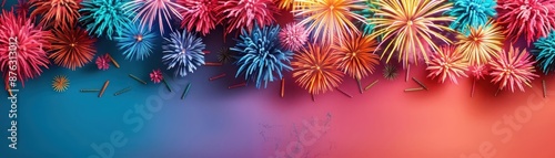 Elegant and sparse background depicting a vibrant pyrotechnics show
