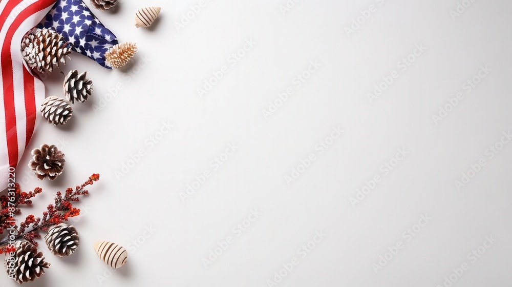 Naklejka premium Minimalist background with subtle USA flag elements, focusing on the nation's spirit, America USA States Nation Country Homeland, have copy space for text,