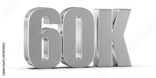 60k Followers Silver Number 3D Render