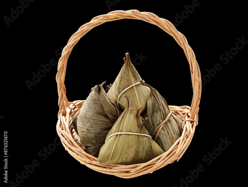 A basket of zongzi, a traditional Chinese delicacy for Dragon Boat Festival photo