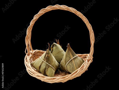 A basket of zongzi, a traditional Chinese delicacy for Dragon Boat Festival photo