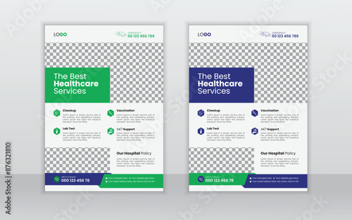 Corporate healthcare and medical flyer design layout template, 