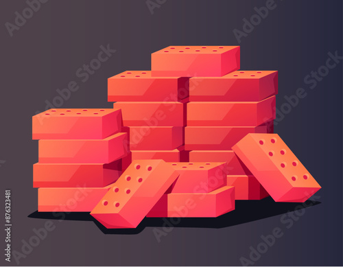 Briks stone stacked pile isolated concept. Vector flat graphic design element illustration