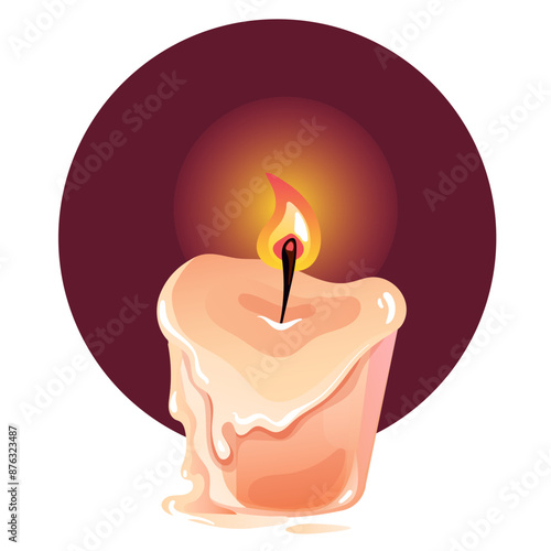 Candle burning candlelight animation isolated concept. Vector graphic design illustration