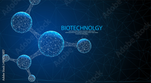 Biotechnology and scientific concepts. DNA molecular, helix, strand, molecule or atom and neurons. for science or medical background.