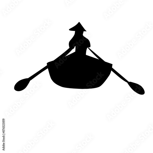 fisherman in boat logo vector silhouette