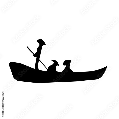 fisherman in boat logo vector silhouette
