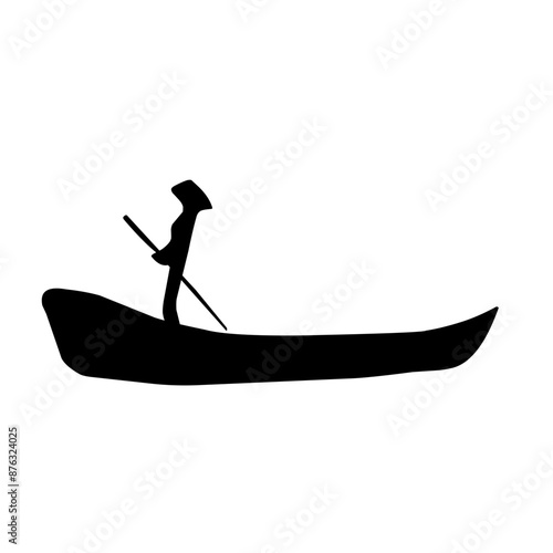 fisherman in boat logo vector silhouette