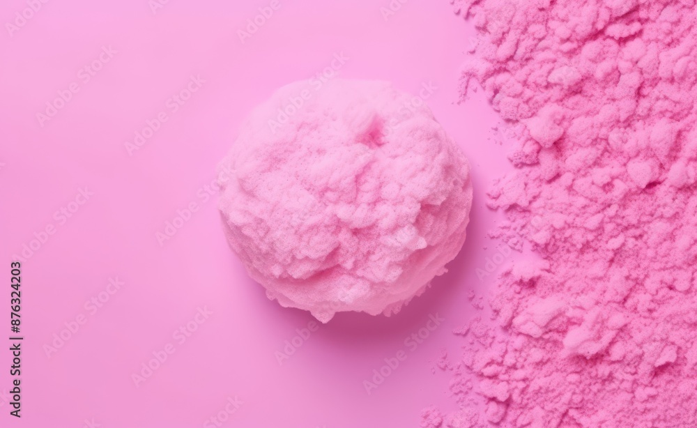 Pink Ice Cream Scoop on Pink Background Pink Ice Cream Scoop on Pink Background