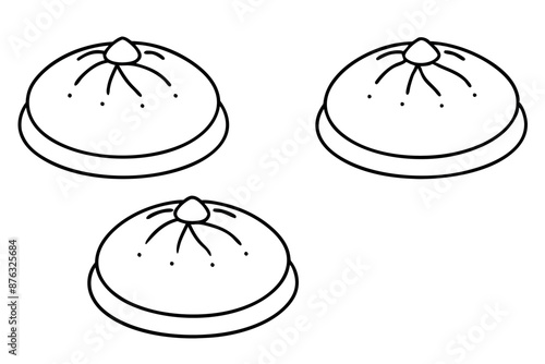 Bao Buns Line Art Illustration Handcrafted Asian Food Drawing