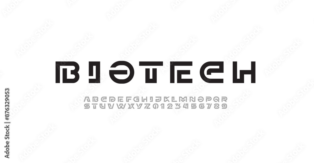 Modern font alphabet from segment round line, minimal technology style letters, and numbers, vector illustration 10EPS Modern font alphabet from segment round line, minimal technology style letters, and numbers, vector illustration 10EPS