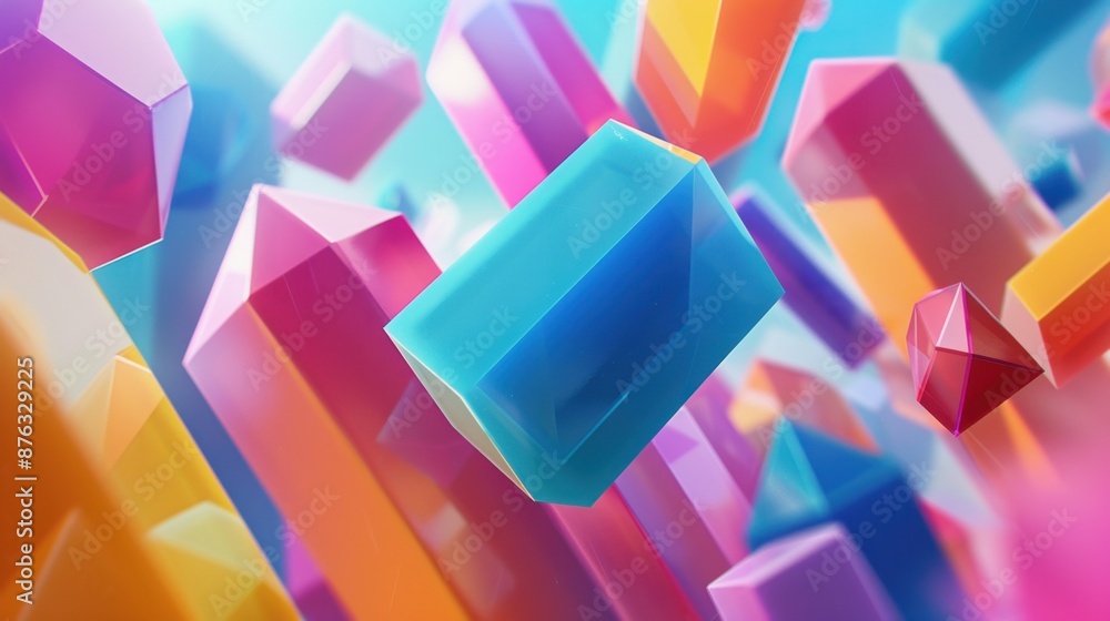 Colorful geometric animation in a 4k 3D render, showcasing vibrant shapes and energetic movements against a dynamic background. Colorful geometric animation in a 4k 3D render, showcasing vibrant shapes and energetic movements against a dynamic background.