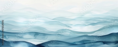 Watercolor background with ocean waves, copy space, serene design, blue hues, calming effect, artistic texture, nautical theme, coastal vibe