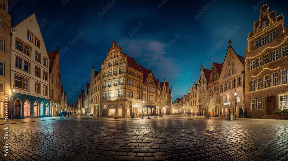 AI generator image of Munster, Germany,at night times AI generator image of Munster, Germany,at night times
