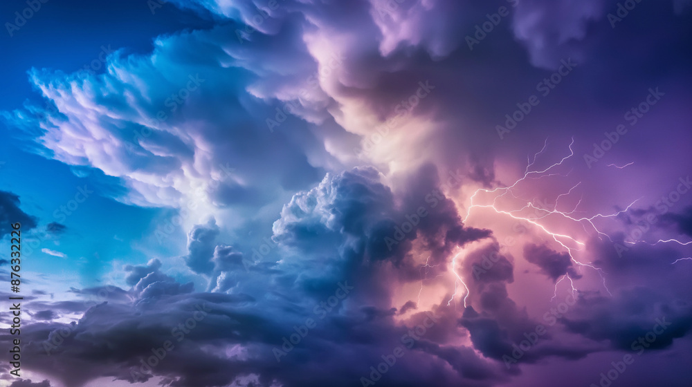 A bright huge storm cloud with lightning, a thunderous sky. A bright huge storm cloud with lightning, a thunderous sky.