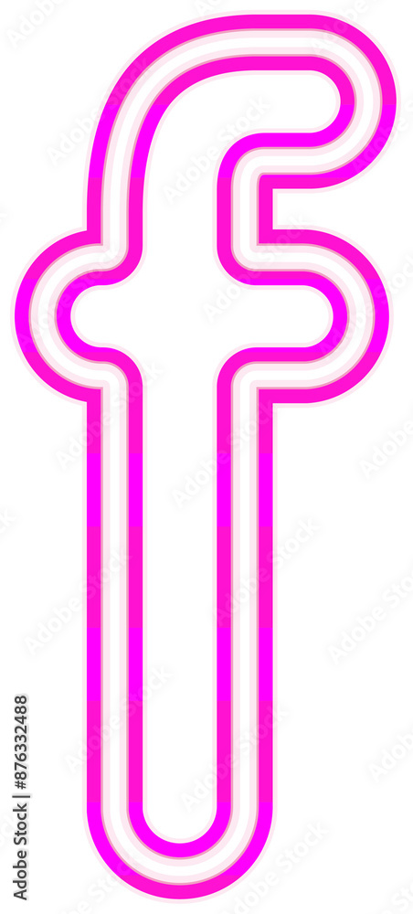 Neon font with luminous bright pink lowercase letters typography design-f