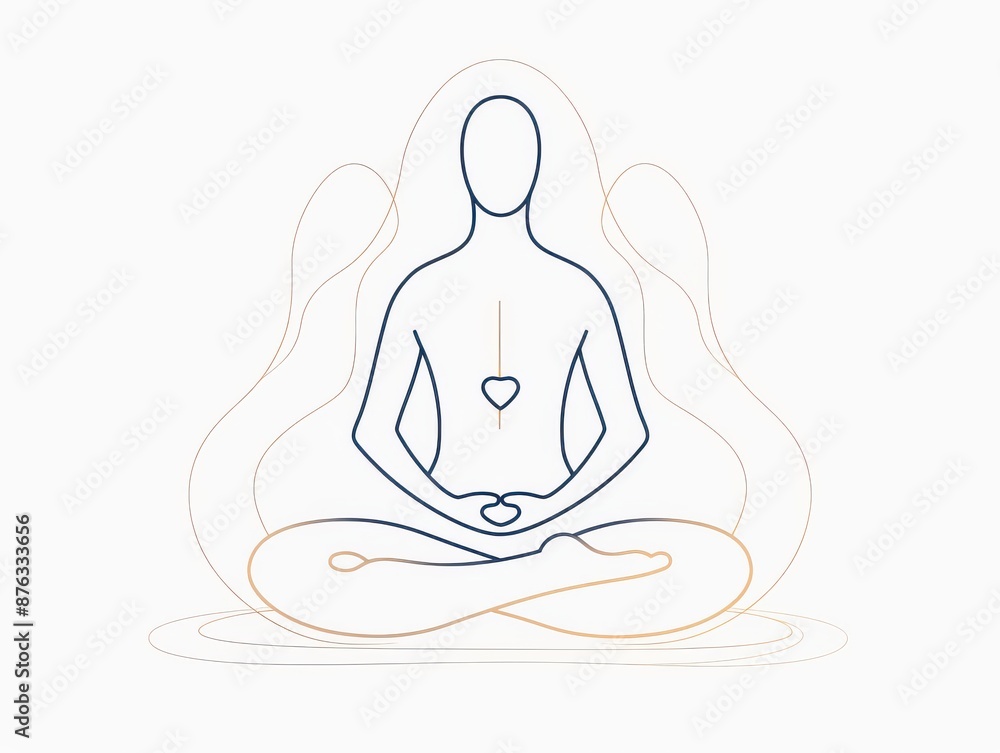 A continuous single-line forming the outline of a heart, against an abstract white background with delicate, overlapping circles and soft gradients