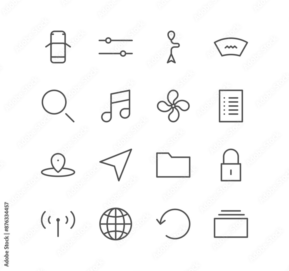 Set of car dashboard and control button icons, music, document, navigation, lock, vehicle, media, back and linear variety vectors.
Set of car dashboard and control button icons, music, document, navigation, lock, vehicle, media, back and linear variety vectors.
