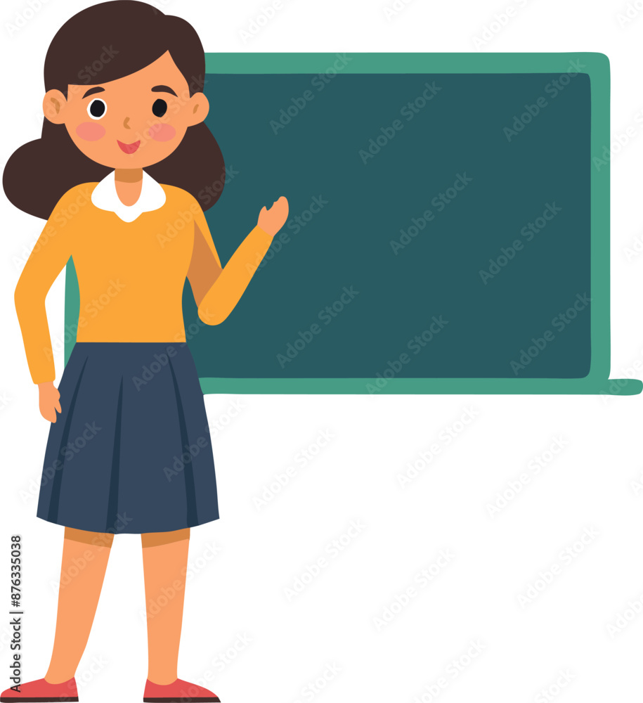 Cartoon Teacher Standing in Front of Chalkboard Cartoon Teacher Standing in Front of Chalkboard