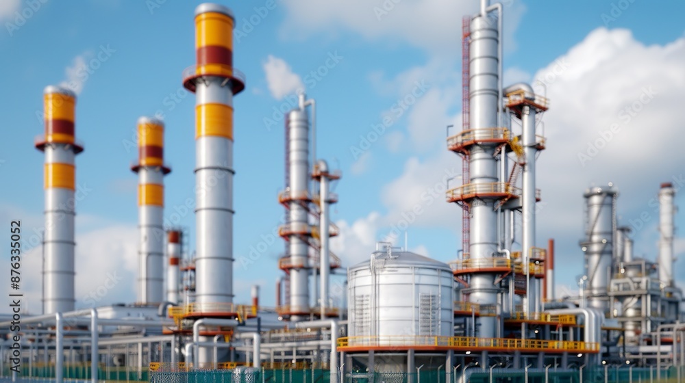 Explore industrial environments with images of power plants, refineries, and oil drilling platforms integrated into dynamic urban landscapes. Clean and Clear Color, Realistic Photo, , Minimalism, Explore industrial environments with images of power plants, refineries, and oil drilling platforms integrated into dynamic urban landscapes. Clean and Clear Color, Realistic Photo, , Minimalism,