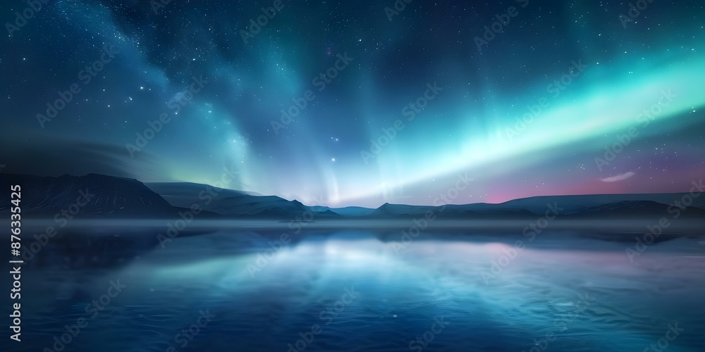 Vibrant neon aurora lights up the sky with pulsating otherworldly energy. Concept Neon Aurora, Otherworldly Energy, Vibrant Lights, Pulsating Sky Vibrant neon aurora lights up the sky with pulsating otherworldly energy. Concept Neon Aurora, Otherworldly Energy, Vibrant Lights, Pulsating Sky