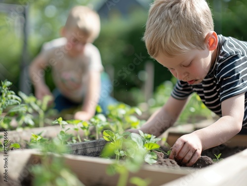 Wallpaper Mural Children learning about composting in a school garden Torontodigital.ca