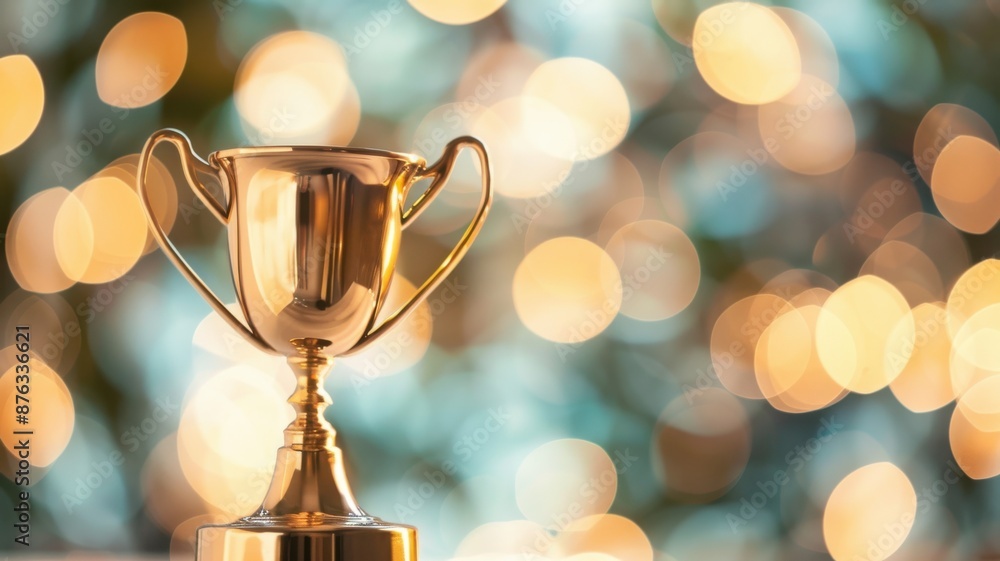 Close-up of a trophy representing reward for excellence in network design, solving data challenges ideal for tech awards, business success, and innovative achievements Close-up of a trophy representing reward for excellence in network design, solving data challenges ideal for tech awards, business success, and innovative achievements