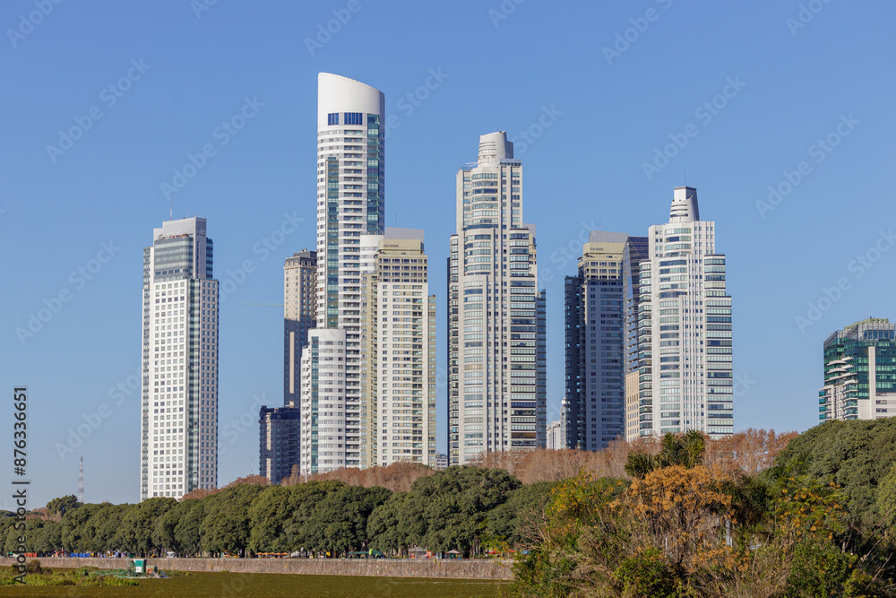 Buildings seen from the Costanera Sur ecological reserve in the city of Buenos Aires. Buildings seen from the Costanera Sur ecological reserve in the city of Buenos Aires.