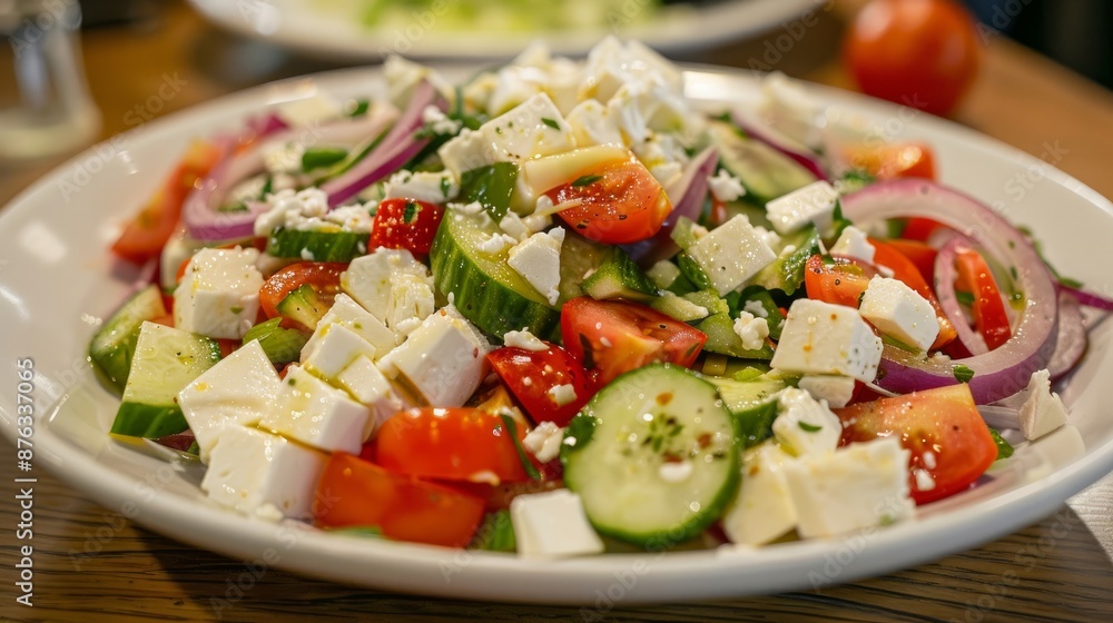 A delicious salad made with cheese and fresh veggies. It's like a Greek salad, but with your own special touch. A delicious salad made with cheese and fresh veggies. It's like a Greek salad, but with your own special touch.