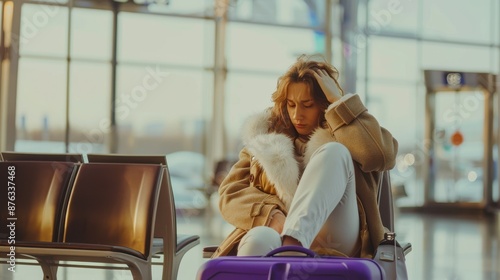 The woman with purple suitcase photo