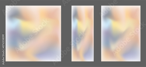 A set of templates with a colorful background. Colorful gradient with blur. The effect of liquid art and smooth flow of color.