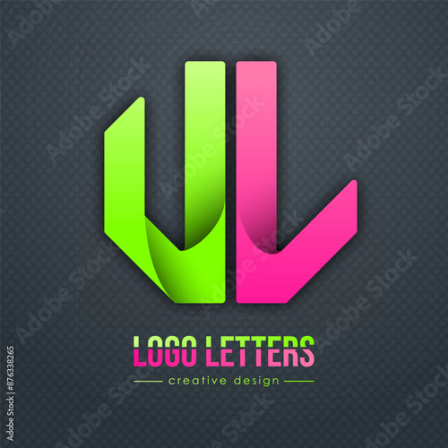 Creative design of the letters U and L. A template for a corporate brand, logo, and business card. A recognizable element of the brand name. The idea of thematic creativity