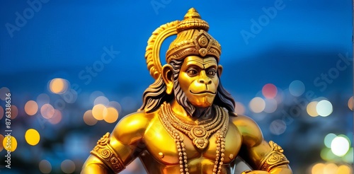 golden statue of lord hanuman