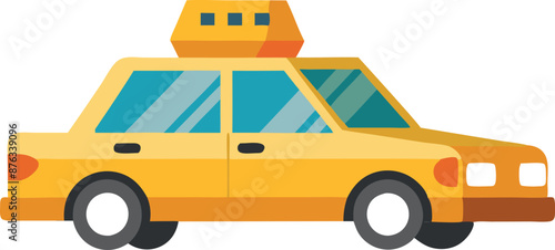 Flat Design Yellow Taxi Cab Illustration Isolated On White Background