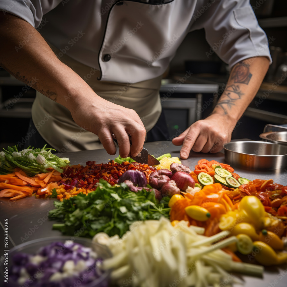 chef cutting vegetables chef cutting vegetables