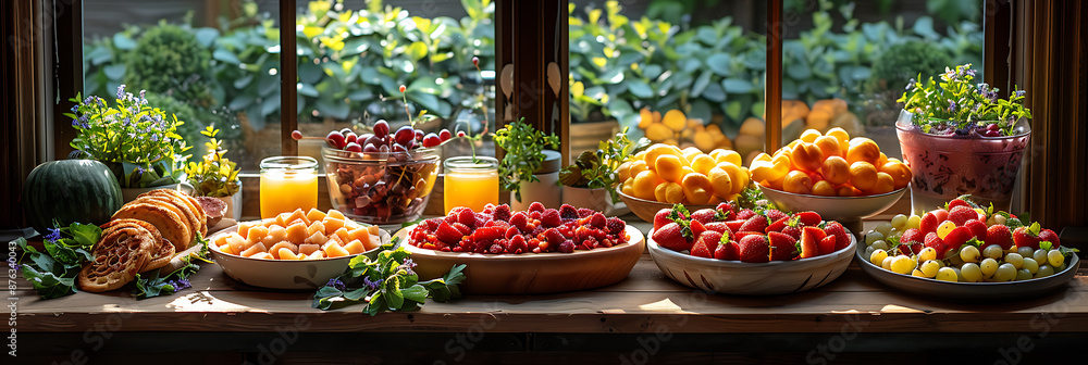 Rustic Brunch Delight: Cozy Sunlight & Fresh Food Rustic Brunch Delight: Cozy Sunlight & Fresh Food