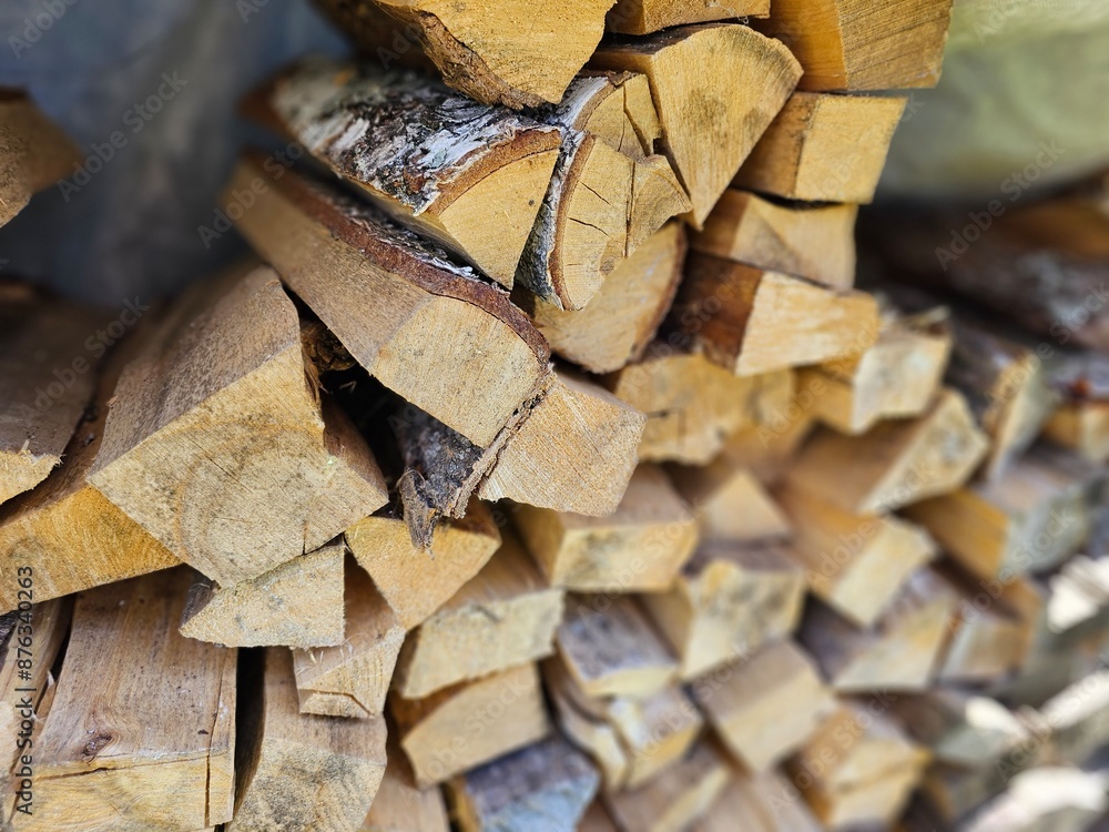 Stacked Firewood Ready For Winter In The Woods Stacked Firewood Ready For Winter In The Woods