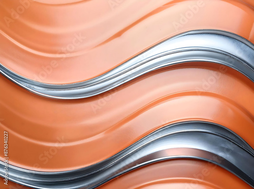 metal texture background with metallic wave pattern; abstract orange surface 