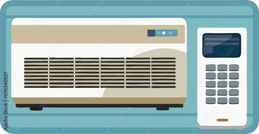 Illustration of Air Conditioner with Remote on White Background Illustration of Air Conditioner with Remote on White Background