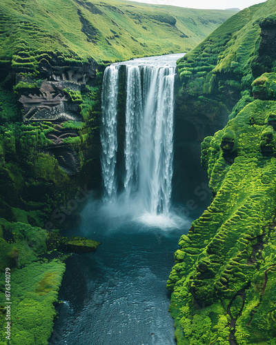 Aerial View of Seljalandsfoss Waterfall in Iceland
