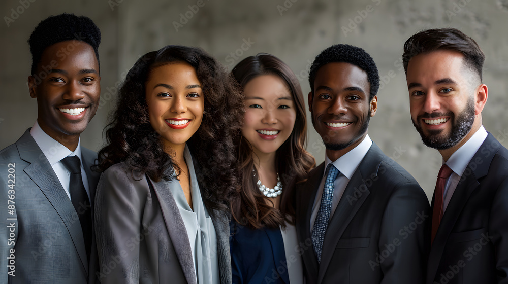 Diverse business professionals smiling. Generative by AI Diverse business professionals smiling. Generative by AI