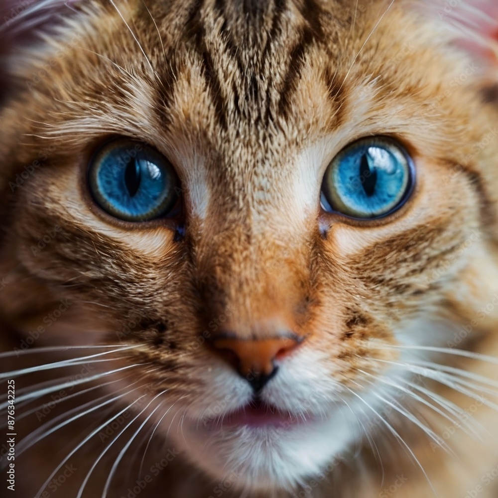 Crazy surprised cat makes big eyes close-up on a colored background. Crazy surprised cat makes big eyes close-up on a colored background.