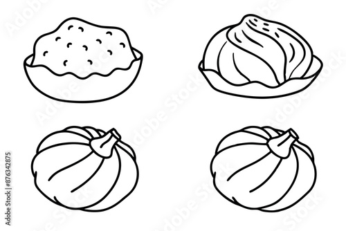 Dolma line art design exquisite hand drawing of gourmet food