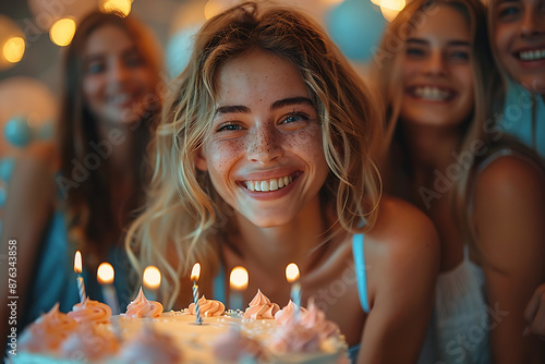 Diverse Friends Celebrate Joyful Birthday