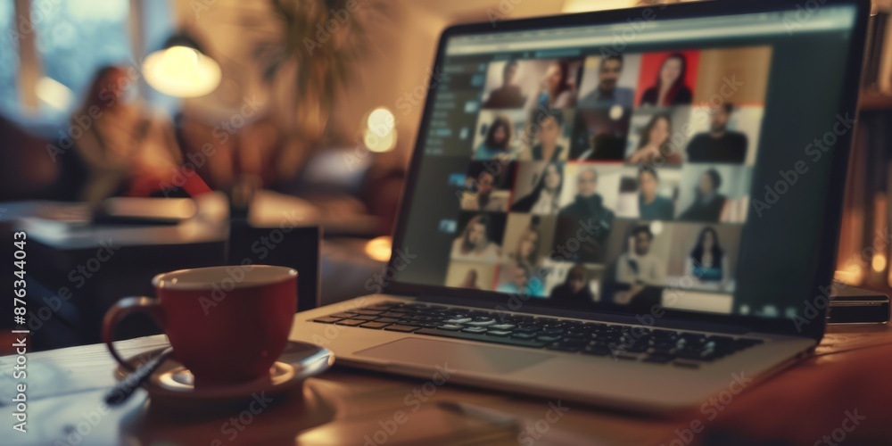 A person participating in an online mental health support group via video call A person participating in an online mental health support group via video call