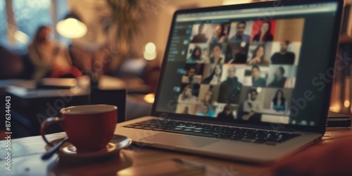 A person participating in an online mental health support group via video call