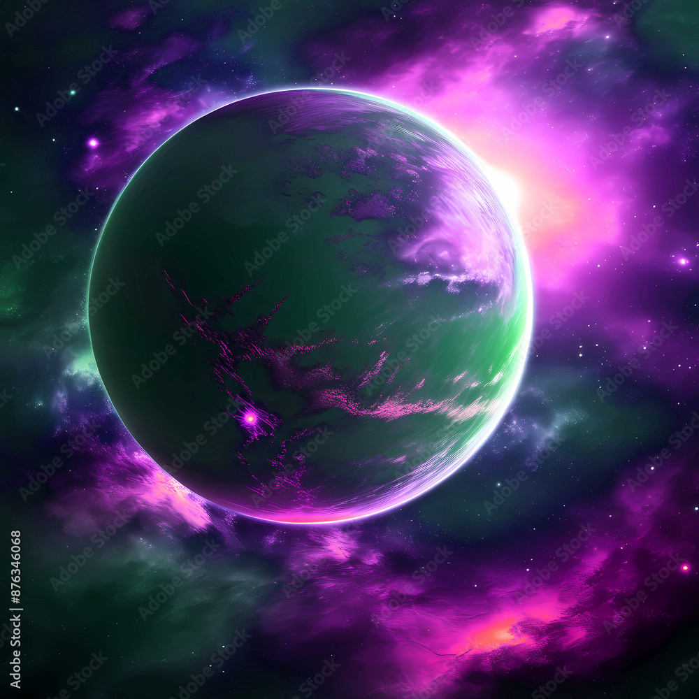 Fototapeta premium Abstract elegant wallpaper with alien planet