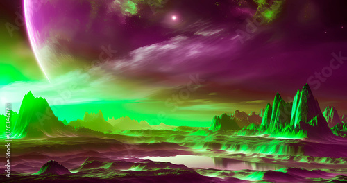 Abstract elegant wallpaper with alien planet